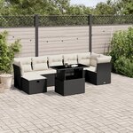 vidaXL Salon de jardin 8 Pièces avec coussins noir résine tressée