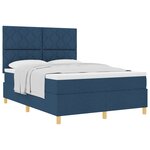 vidaXL Lit avec sommier et matelas bleu 140x200 cm en tissu