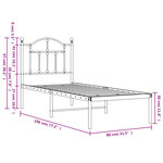 vidaXL Cadre de lit métal sans matelas avec tête de lit noir 75x190 cm