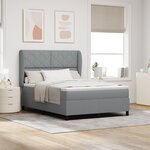 Lit à sommier à ressorts vidaXL avec matelas - Gris clair  140x200 cm  Tissu