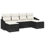 vidaXL Set de jardin 6 pièces avec coussins en rattan synthétique noir