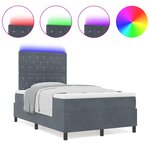 Lit à ressort vidaXL avec matelas et LED Gris foncé 120x200 cm Velours