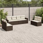 vidaXL Salon de jardin 8 Pièces avec coussins marron résine tressée