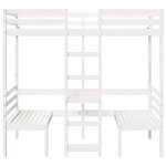vidaXL Lit mezzanine avec bureau et chaises blanc 75x190 cm pin massif