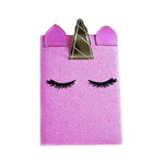 Carnet de notes  - 15 x 21 cm - 140 pages - licorne rose glitter