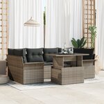 Ensemble de Canapés de Jardin 7 Pièces avec Coussins Gris Poly Rattan