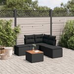 vidaXL Salon de jardin 6 Pièces avec coussins noir résine tressée