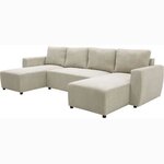 Canapé d'angle convertible panoramique PHAREL5/6 places - Perle - Coffre de rangement - 297 x 155 x 85