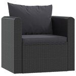 vidaXL Salon de jardin 7 Pièces avec coussins Résine tressée Noir