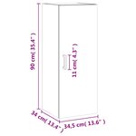 vidaXL Armoire murale sonoma gris 34 5x34x90 cm