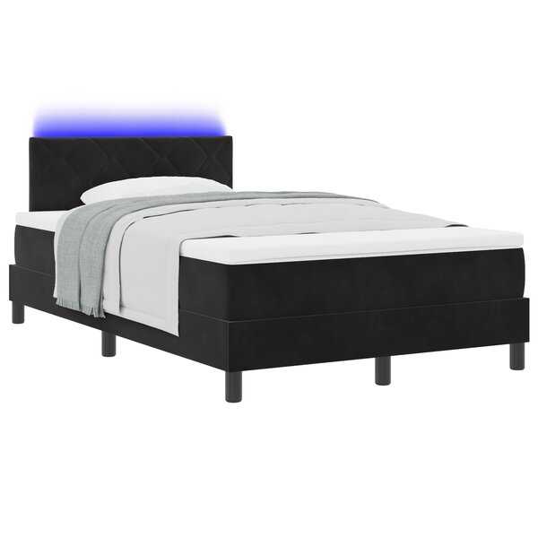 vidaXL Lit Box Spring avec Matelas et LED Noir 120x200 cm Velours