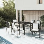 vidaXL Ensemble à manger de jardin coussins 7Pièces Noir Résine tressée