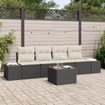 vidaXL Ensemble de canapé de jardin de 5 pièces avec coussins Noir Poly Rotin