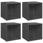 vidaXL Meubles TV 4 Pièces gris brillant 37x35x37 cm bois d’ingénierie