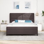 Lit box spring vidaXL avec matelas en marron foncé  180x200 cm  tissu