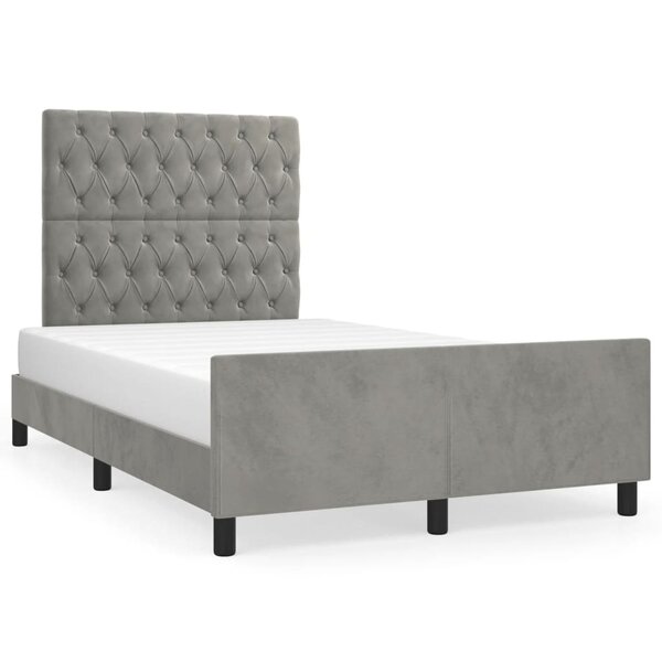 vidaXL Cadre de lit avec tête de lit gris clair 120x190 cm velours