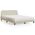 vidaXL Cadre de lit avec tête de lit Crème 120x200 cm Tissu