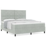 Lit Box Spring vidaXL avec Matelas Gris Clair Super King Velours