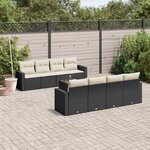 vidaXL Salon de jardin 9 Pièces avec coussins noir résine tressée