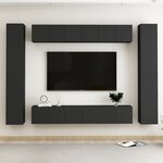 vidaXL Ensemble de meubles TV 10 Pièces Noir Bois d'ingénierie