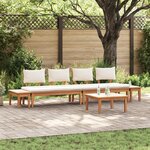 Ensemble de Bancs de Jardin vidaXL 5 Pièces avec Coussins en Bois Massif Teck