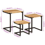 vidaXL Tables basses gigognes 3 Pièces bois massif de manguier et fer
