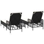 vidaXL Set de chaises longues 3 pièces Noir et crème Ratan PE  métal