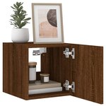 vidaXL Meuble TV mural avec lumières LED chêne marron 30 5x35x30 cm