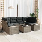 vidaXL Ensemble de sofa de jardin de 7 pièces avec coussins gris en poly rotin