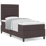 vidaXL Lit à ressort avec matelas Marron foncé 90x200 cm Tissu