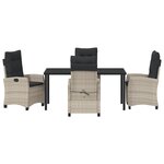 vidaXL Ensemble de salle à manger de jardin 5 pièces avec coussins gris clair en poly rattan