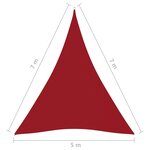 vidaXL Voile de parasol Tissu Oxford triangulaire 5x7x7 m Rouge