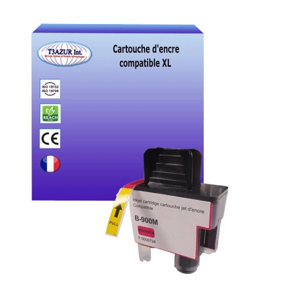 T3AZUR- Cartouche compatible avec Brother LC900 Magenta  pour Brother FAX-1835C  FAX-1840C  FAX-1940CN  FAX-2440C