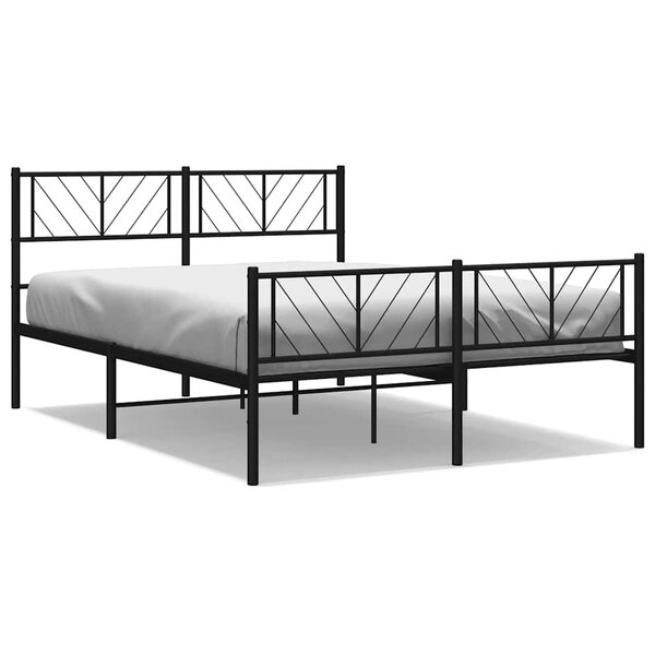 vidaXL Cadre de lit métal sans matelas avec pied de lit noir 150x200cm