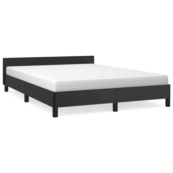 vidaXL Cadre de lit avec tête de lit sans matelas noir 140x200 cm