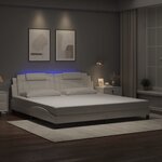vidaXL Cadre de lit avec lumières LED blanc 200x200 cm similicuir