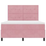 Lit Box Spring vidaXL avec matelas et LED Rose 140x190 cm Velours