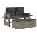 vidaXL Banc inclinable de jardin avec coussins gris résine tressée