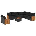 vidaXL Salon de jardin 11 Pièces avec coussins noir résine tressée