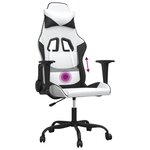 vidaXL Chaise de jeu de massage Blanc et noir Similicuir