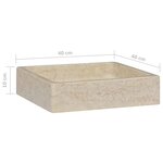 vidaXL Lavabo Crème 40x40x10 cm Marbre