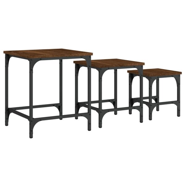 vidaXL Tables basses gigognes 3 Pièces chêne marron bois d'ingénierie