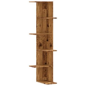 vidaXL Étagère d'angle murale vieux bois bois d'ingénierie