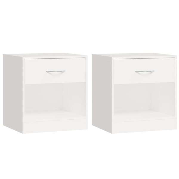 vidaXL Table de chevet 2 Pièces avec tiroir Blanc