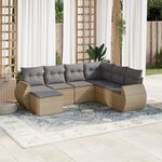 vidaXL Salon de jardin avec coussins 7 Pièces beige résine tressée