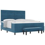 vidaXL Lit avec sommier et banc bleu foncé 180x200 cm en velours