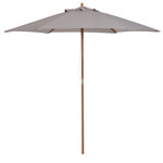 Parasol droit rond grande taille de jardin Ø 2,5 x 2,25H m bois de bambou gris
