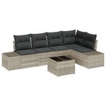 vidaXL Ensemble de Sofa de Jardin 6 Pièces avec Coussins Gris en Rattan PE