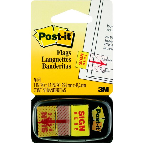 Marque-pages souples 25 x 43,2 mm - 50 index Signez ici" (paquet 50 unités)"