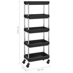 vidaXL Chariot de cuisine 5 niveaux Noir 42x29x128 cm Fer et ABS